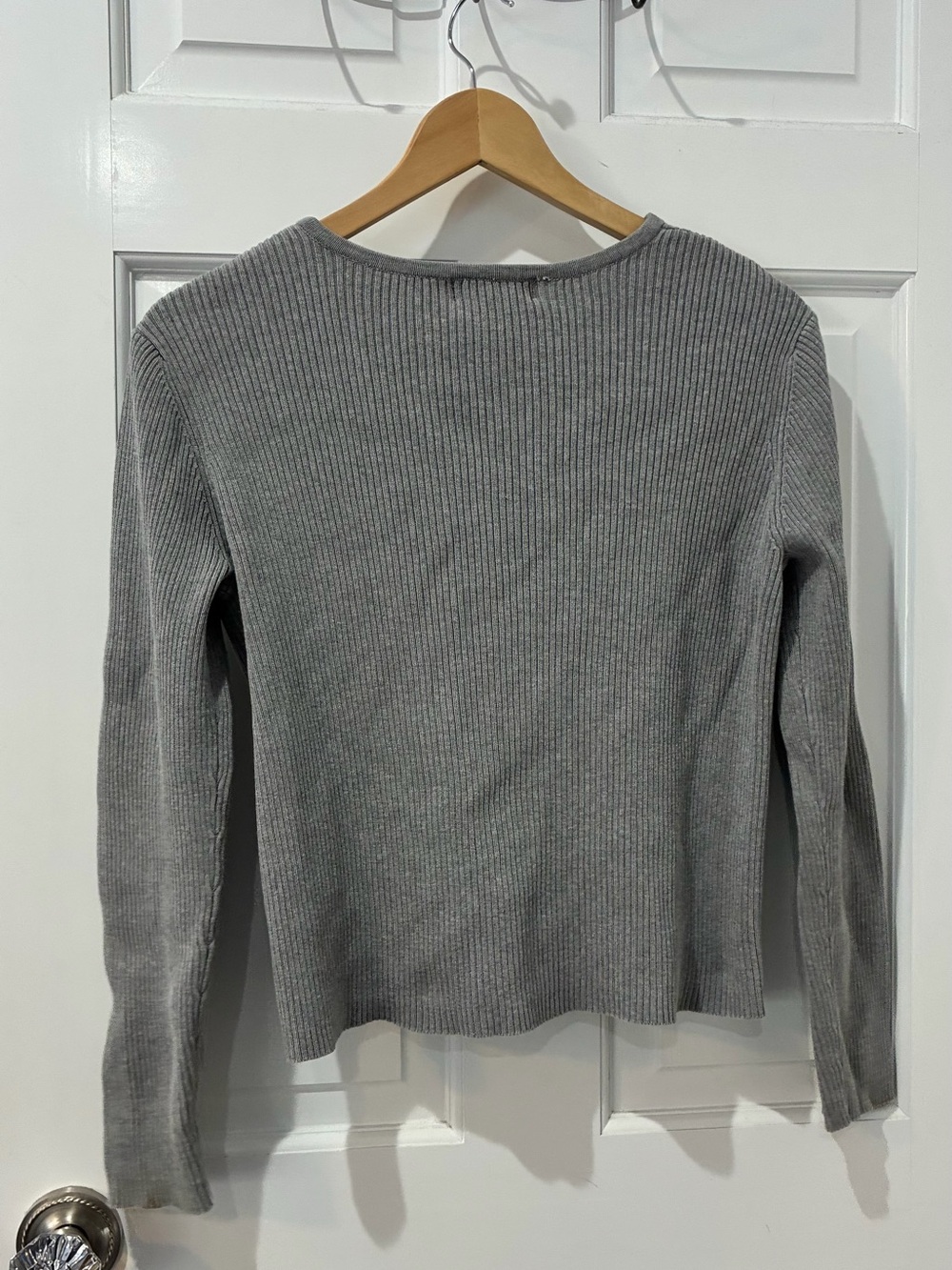 The Limited Light Gray Ribbed Button-Up Cardigan - Picture 4 of 4